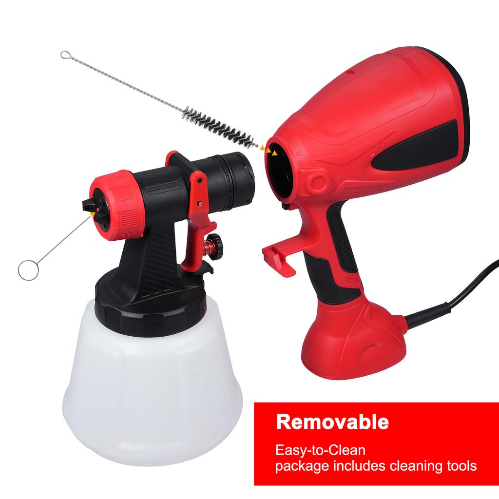 Paint Sprayer 600W Electric Spray Paint Gun 1200ml Pot 3 Spary Patterns 1.5/1.8/2.2/2.6mm Nozzles