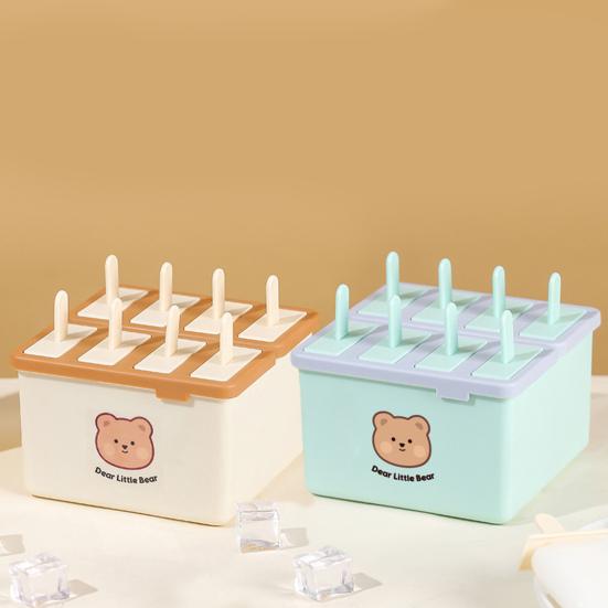 Stampo per Gelato con Coperchio Ermetico, Facile da Sformare, Maker per Popsicle per Alimenti, Design Impilabile con Stampa di Orso, Vassoio per Gelato per Yogurt, Frutta, Latte, Popsicle