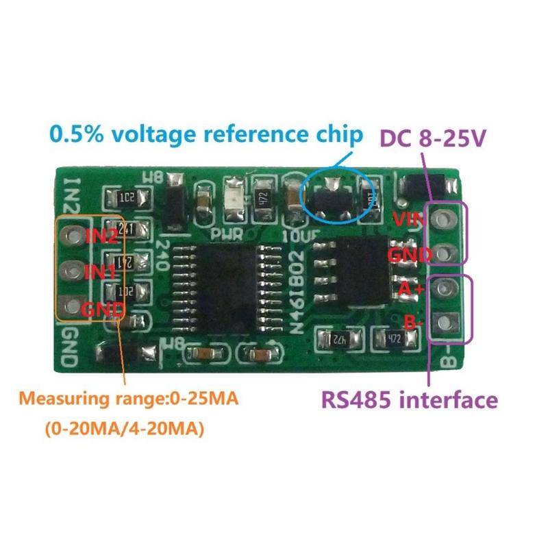 High Accuracy 12Bit ADC Board - 0-25MA Current Measurement, Modbus RTU Support