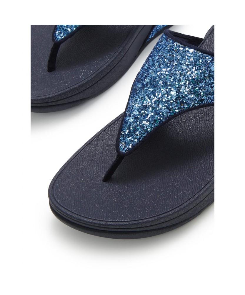 Fitflop Women'S Lulu Multi-Tone Glitter Toe-Post Sandals - Cosmic Blue (Ft61K2T01N)