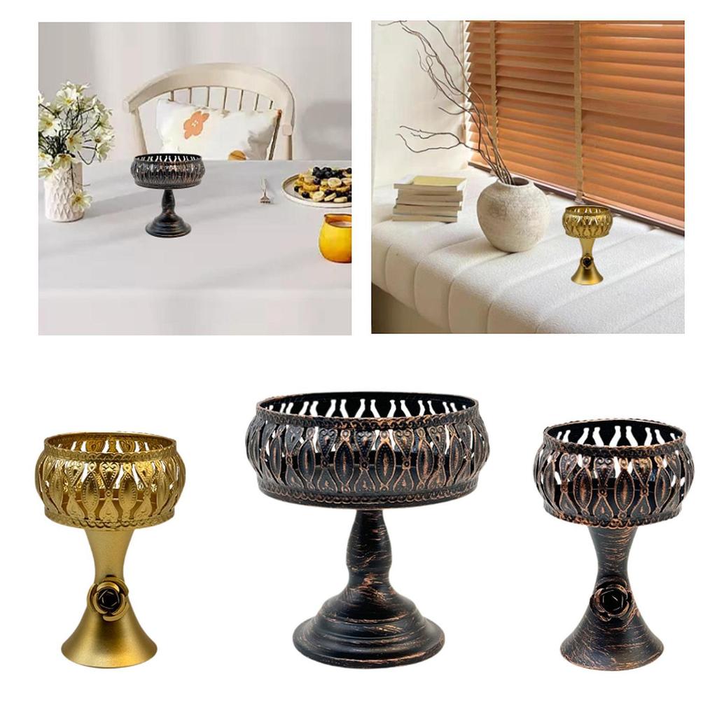 Iron Fruit Bowl Stand Organizer Reusable Decorative Multipurpose Container Statue Sculpture Storage Tray for Bread Snacks Candy