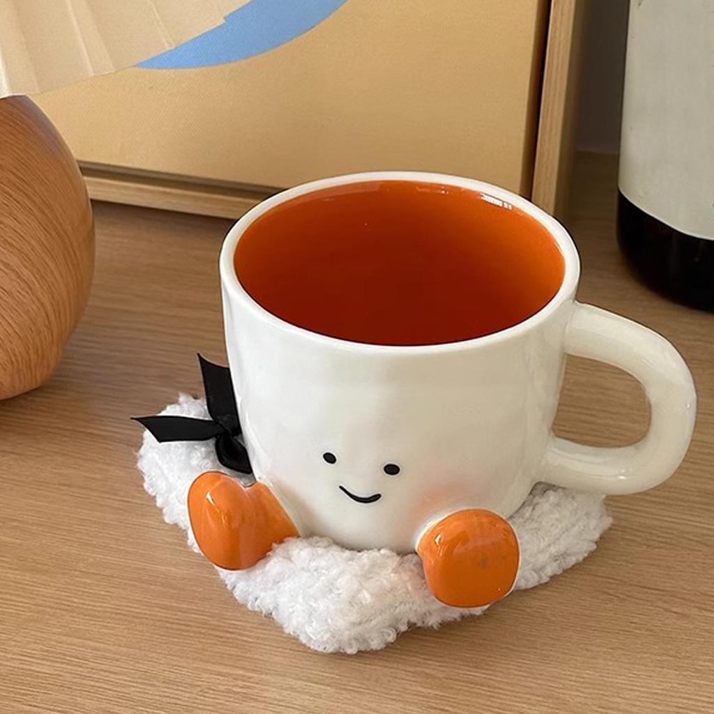Coffee Mug Ceramic Water Cup with Feet Cute Decorative Coffee Beverage Mug  Office Water Handgrip Cup Kitchen Party Drinkware