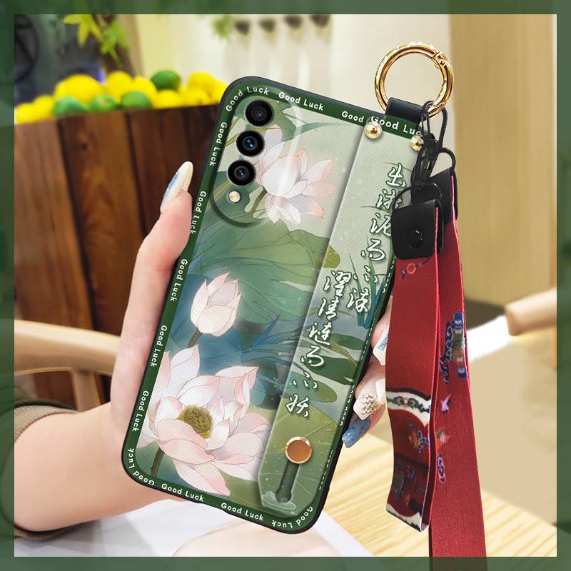 Lanyard For Mom Phone Case For Wiko T50 Shockproof Waterproof Dirt-resistant Phone Holder Silicone Back Cover Kickstand