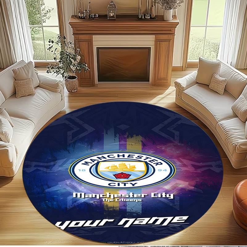 Manchester Football FC Print Round Rug, Washable Floor Carpet, For Entryway Dorm Laundry Room Office Study, Home Decor Birthday Christmas Gift