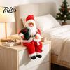 Decorative Santa Claus for Party Plush Figurine, 11.81 Inch Christmas Sitting Fabric Decorations Doll Holiday Home Decoration And Festive Scene