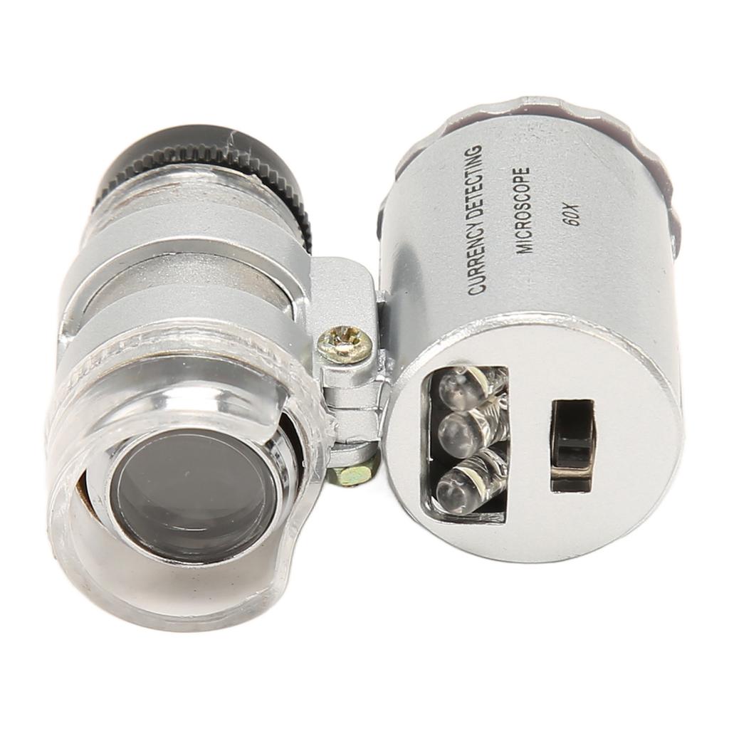 Jewelers Eye Loupe 60X Magnification LED Lights Foldable Design Pocket Microscope for Jewel