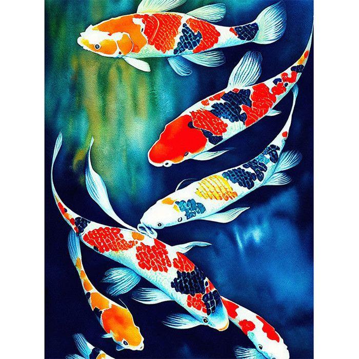 Kit de diamond painting - Poissons - Carpes - 40x30cm