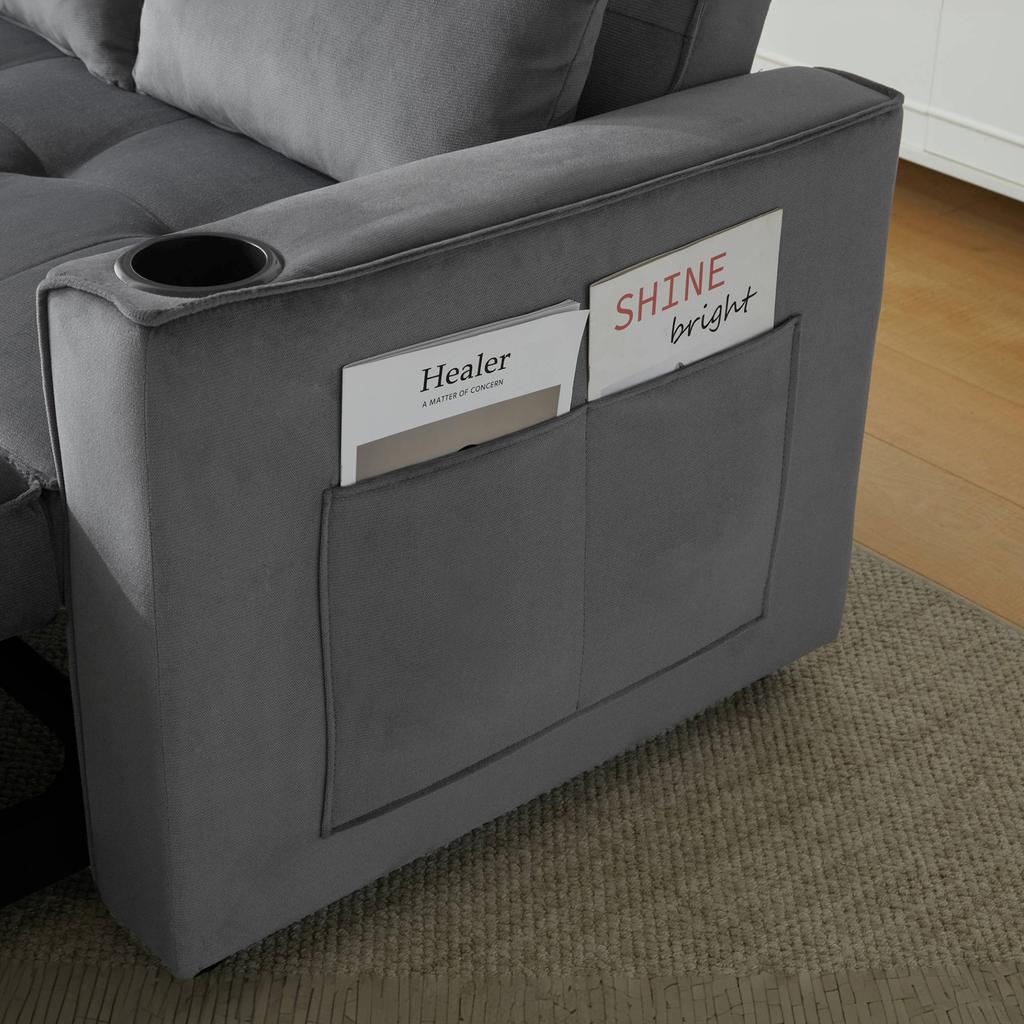 Divano letto pieghevole, divano multifunzionale con funzione letto, con portabicchieri e cuscini, adatto per soggiorno, camera da letto, home theater appartamento