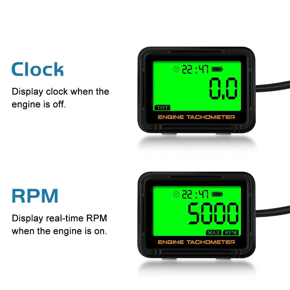 Motorcycle Digital Tachometers Hour Meter Clocks LCD Counter For ATV Snowmobile Boat Generator Instruments Accessories