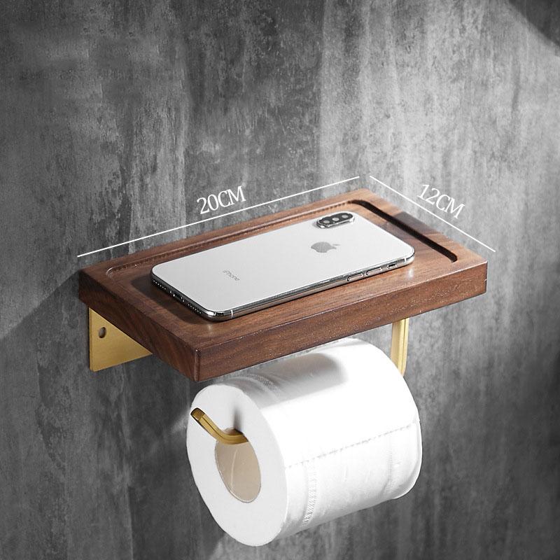 Walnut Bathroom Tissue Holder Wall Hanging Toilet Roll Paper Holder Toilet Paper Box Mobile Phone Toilet Paper Holder
