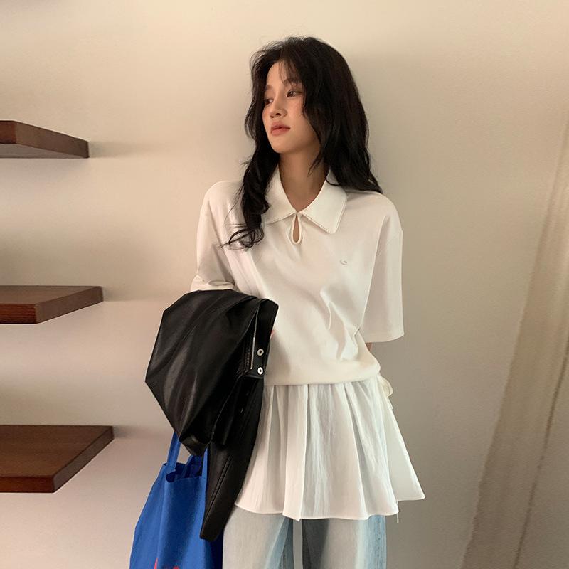

MOXI Women s 2025 Spring White Short Sleeve Mid-Length Dress One Size