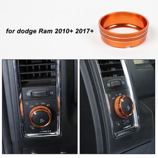 For Dodge RAM 1500 10-17 Headlight Lamp Switch Knob Ring Trim Cover Decor Orange