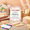 1 Set Düğün Konuk Defteri Alternatifi Şeffaf Akrilik Kutulu Ahşap Blok Kalemler İşaret Düğün Gelin Duşu Partisi Resepsiyon Dekorasyonu
