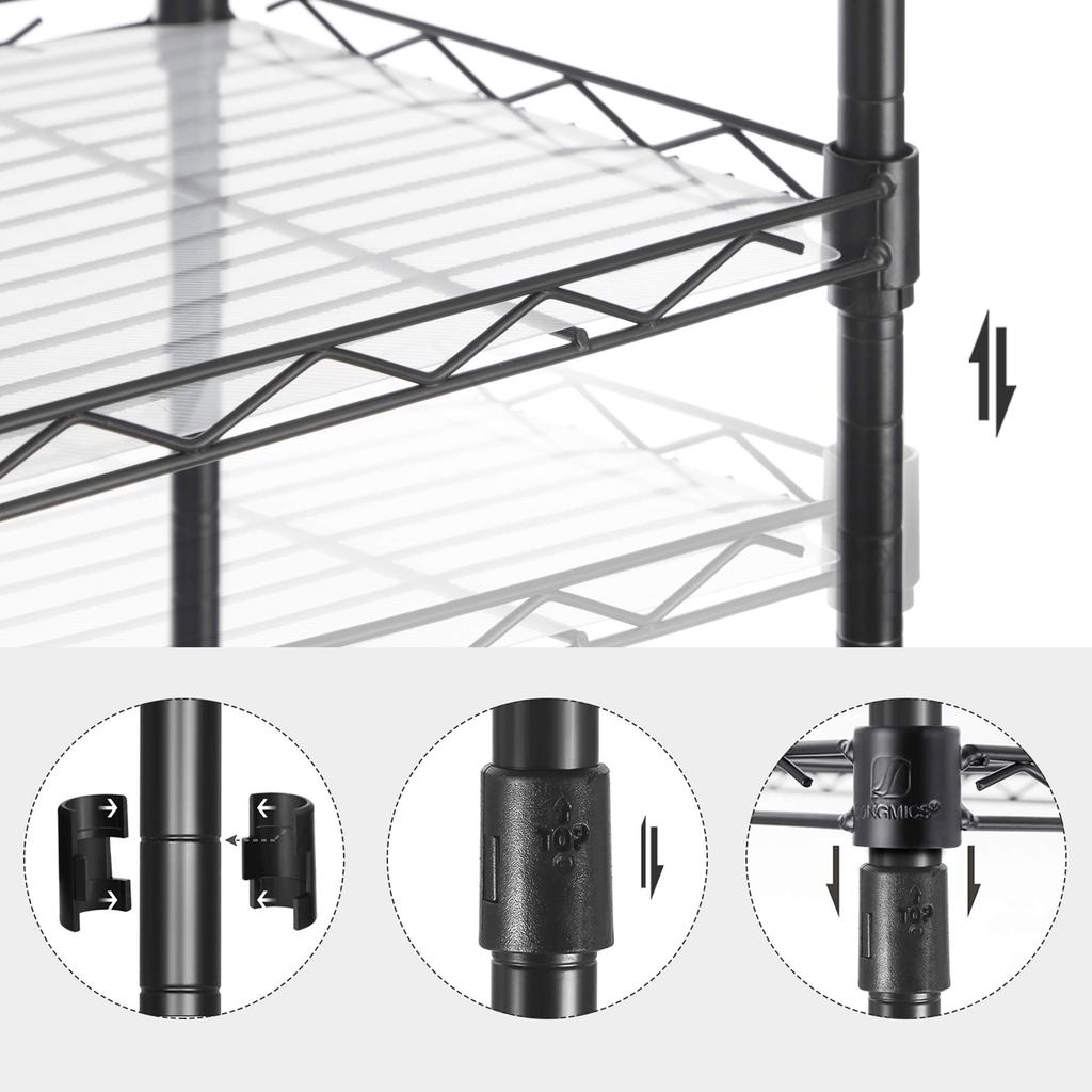 SONGMICS Rack Width 40CM Steel Rack 5 Tier Gap Storage Shelf Slim Kitchen Cart Bathroom Storage Storage Rack Height Adjustable Stylish Shelf Depth 30