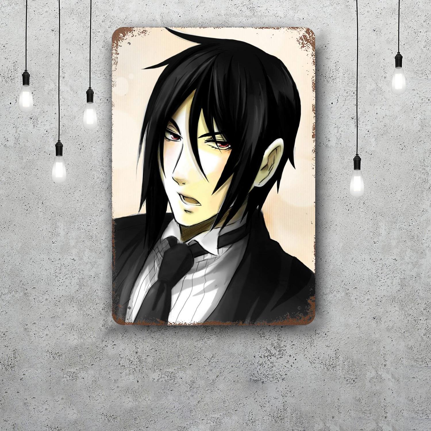 

sebastian michaelis anime Metal Signs wall decor Vintage Tin Signs Captain Metal Poster Decor for Bar Pub Club Wall Decoration 20x30cm（7.8x11.8inch）