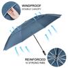 G4Free Windproof Inverted Umbrella with Reflective Large Compact Reverse Golf Umbrella for Double Canopy Travel Umbrella with Auto 62-inch Stripes,