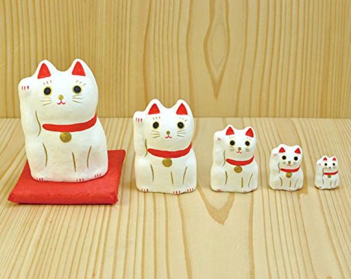 Yamako Harikoshika White 89597 Maneki-neko (beckoning cat)