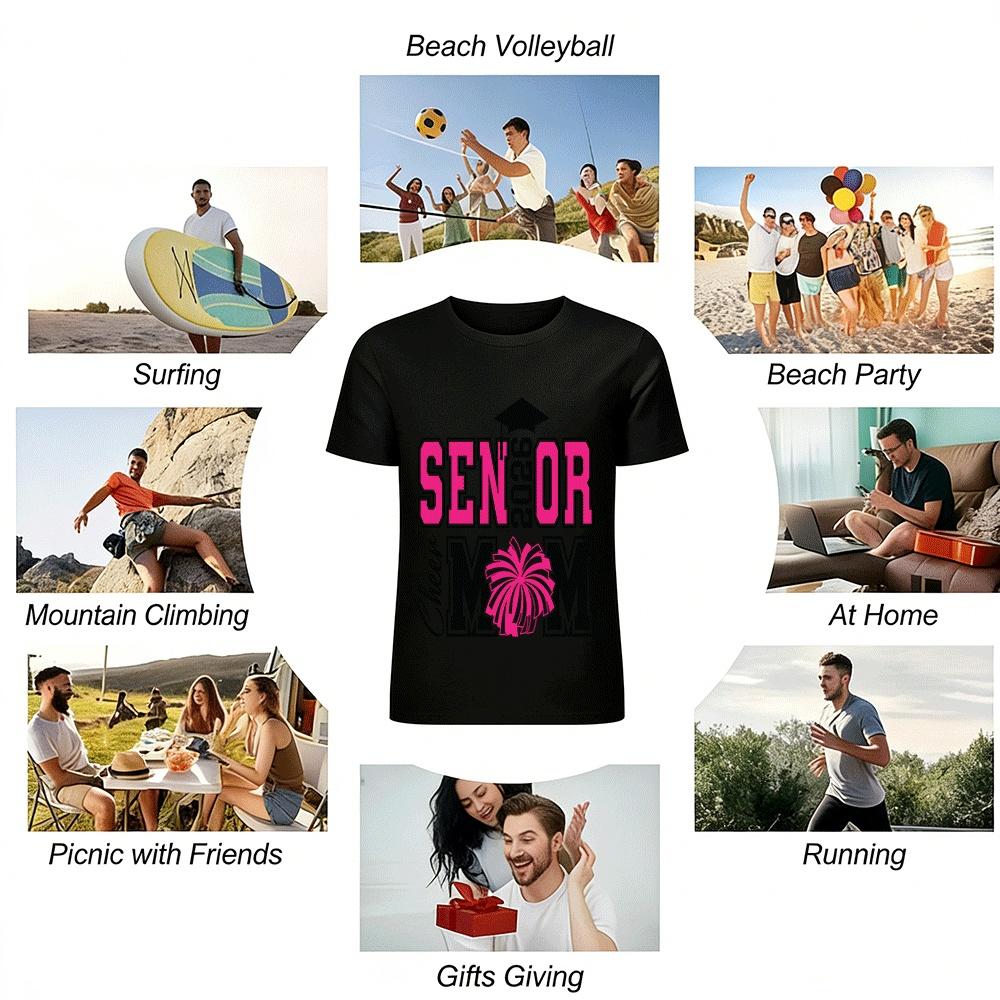2026 Senior Cheer Mom Graduation Season Commemorative Printed Top Pure Cotton T-shirt