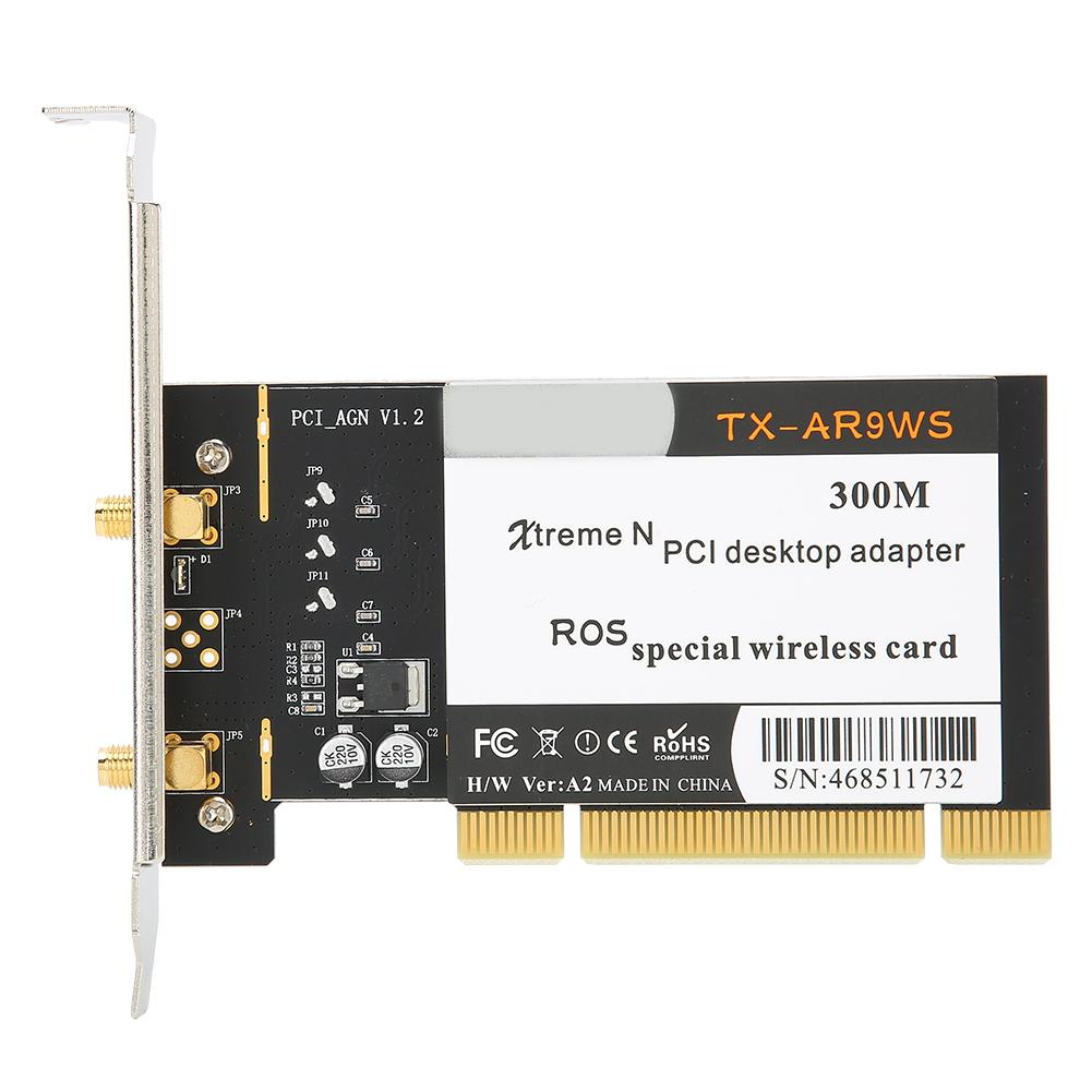 PCI Stolní adaptér 300 Mb/s 802.11b g N Bezdrátová WiFi Síťová karta 2 Antény AR9223