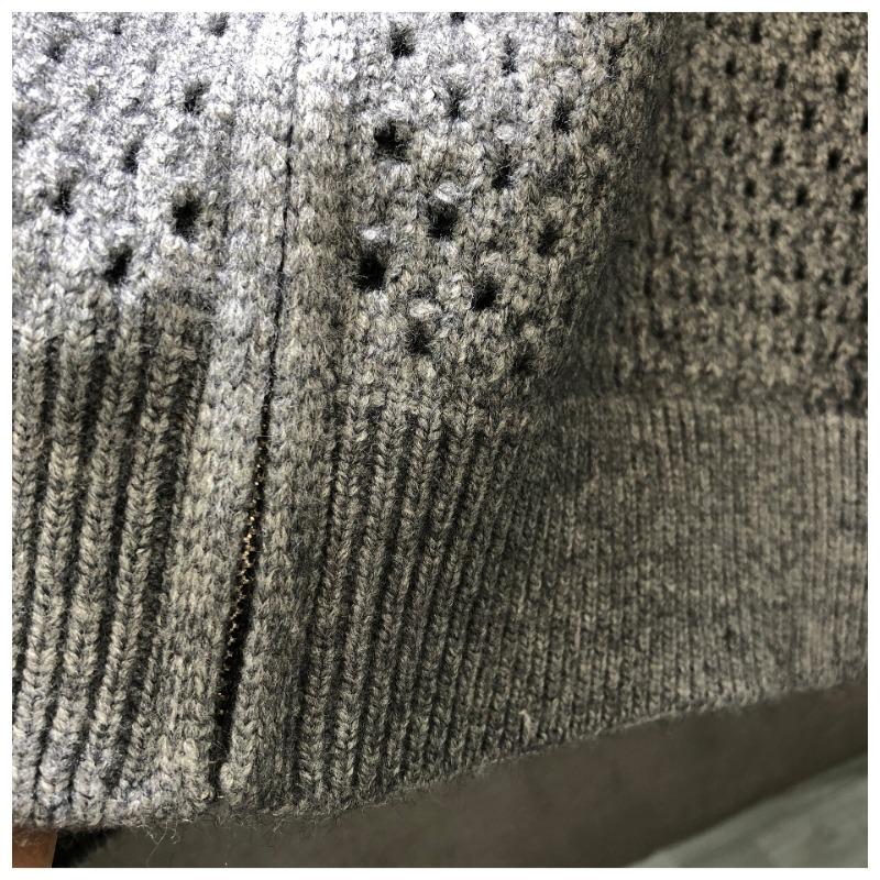 Mens Hollow Out Hooded Cardigan Loose Knit Sweater Casual Outerwear