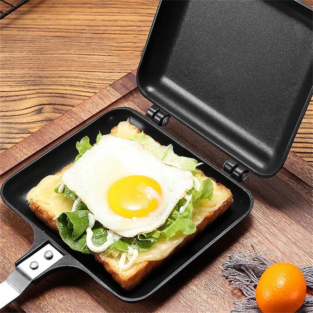 Double Sided Frying Pan Sandwich Maker Non-Stick Grilled Sandwich And Panini Maker Pan With Handle Aluminum Flip Pan Decor