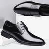 Men's leather shoes inner height increase pointed lace-up soft sole youth business dress shoes breathable versatile British work men's shoes
