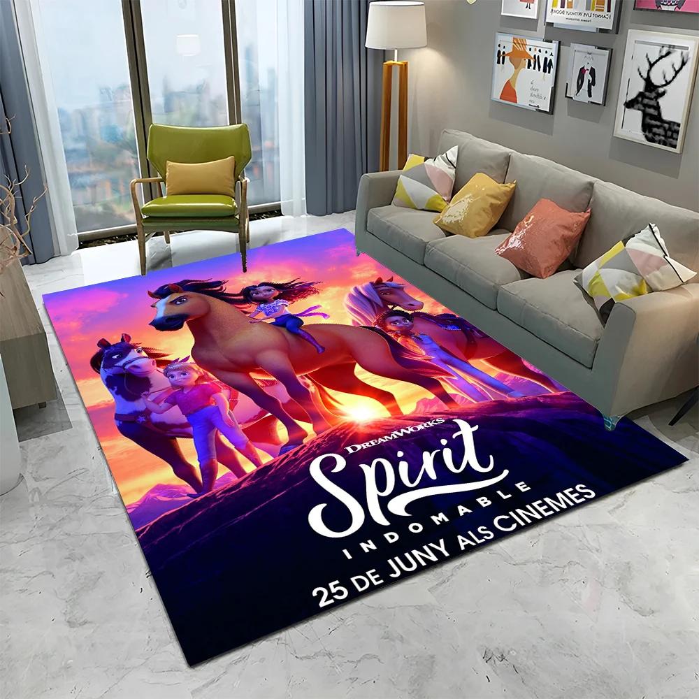 Cartoon Spirit Riding Free Horses 3D Carpet Rug for Home Living Room Bedroom Sofa Doormat Decor,kid  Area Rug Non-slip Floor Mat