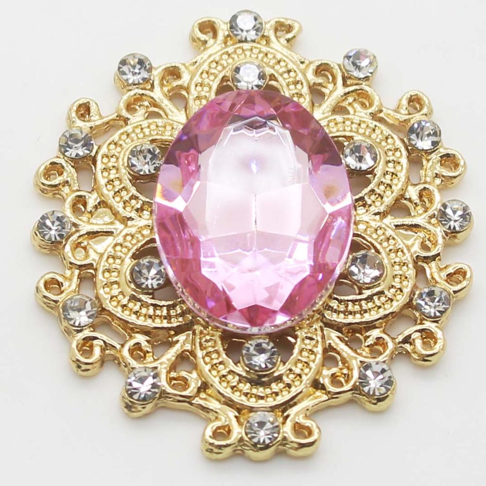 Wholesale 50Pc 24*28mm Mini Golden Metal Crystal Acrylic Button Diy jewelry Accessories FlatBack Base Settings Handmade Fitting
