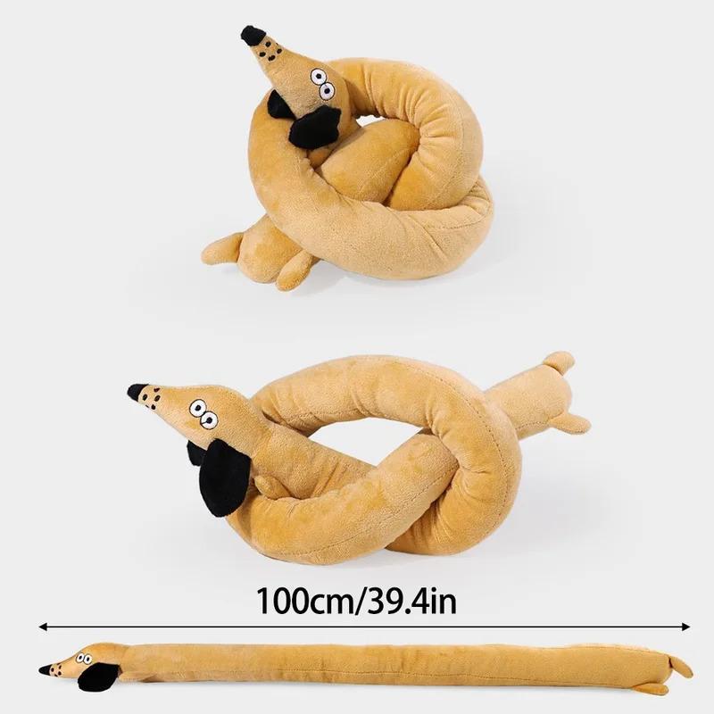 100CM Extra Langes Dackel Plüschtier mit Quietscher Interaktives Kauspielzeug für Welpen zum Zahnen Kreatives Geräuschemacher