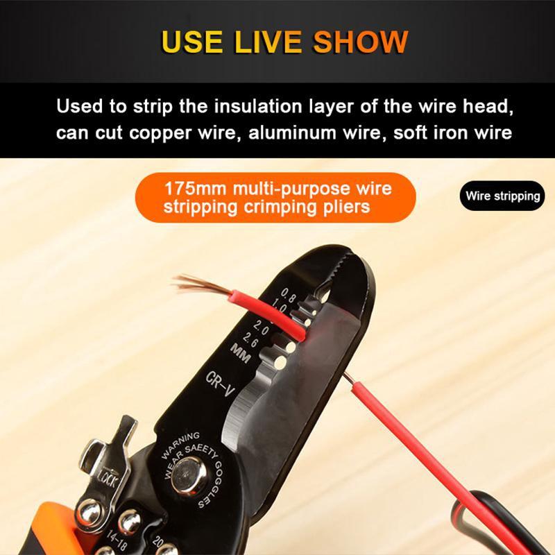 175mm Abisolierzange Crimpzange Abisolierer Multifunktionaler Ringcrimper Elektriker Abisolierwerkzeuge Netzwerkkabel Abisolierwerkzeuge
