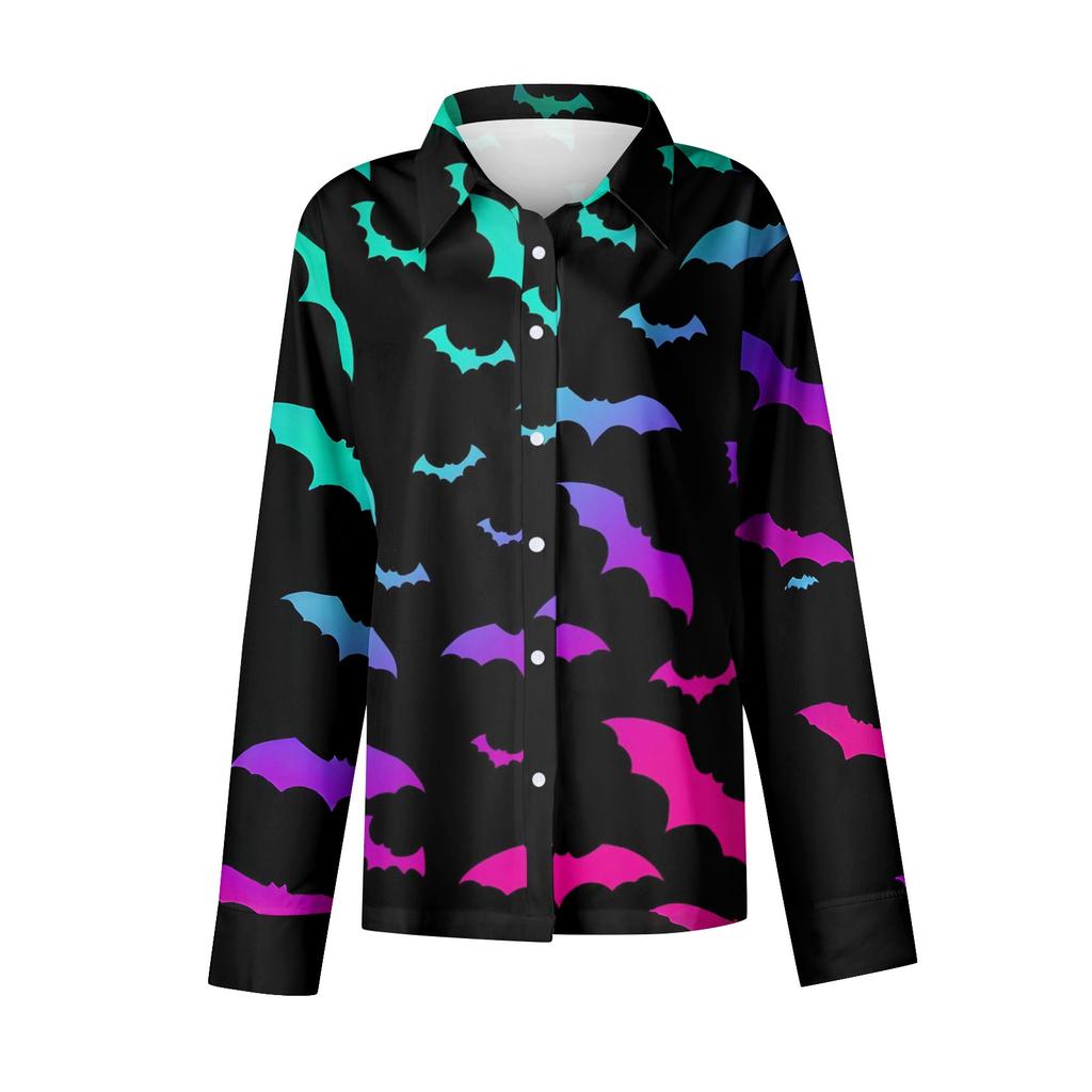Women's Long Sleeve Button Halloween Printed Casual Shirt Top