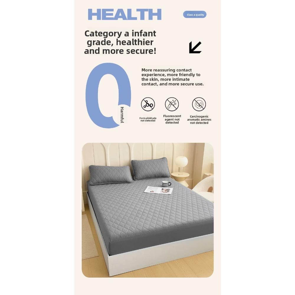 Waterproof Fitted Sheet Quilted Urine-Proof Non-Slip All-Around Mattress Protector Bed Cover Single Piece
