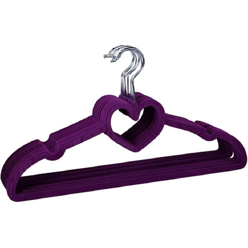 JYCCH Velvet Hangers (50-Pack) -Non-Slip- Ultra Thin Space Saving-Strong Hook Heart Shaped-Flocking Clothes Hangers for Abaya, Coats, Pants,Wine red