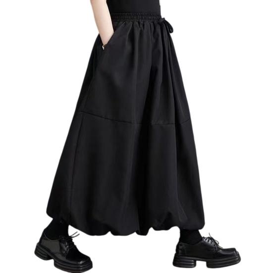 

Women Skirt High Waist Large Hem Maxi Skirt with Pockets Pure Color Loose Fit Casual Bud Skirt Evening Party Wear L чёрный