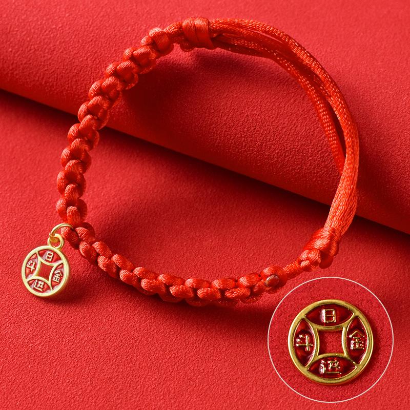 Kočičí obojek Červený provaz Pletený obojek Nastavitelný Nový rok Tradiční Štěstí Požehnání Domácí mazlíčci Štěňata Psí zvonek Náhrdelník Doplňky pro domácí mazlíčky