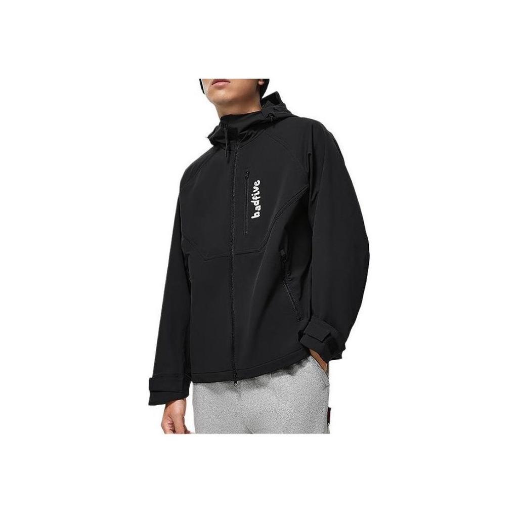 Li Ning Badfive Back Graphic Printed Zip-Up Hooded Sports Jacket Men Jackets Black AFDT671-3