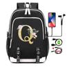 26 English Letters Black Backpack Cosplay Canvas Rucksack Children Kids Schoolbag Travel Bag Back To School Bookbag