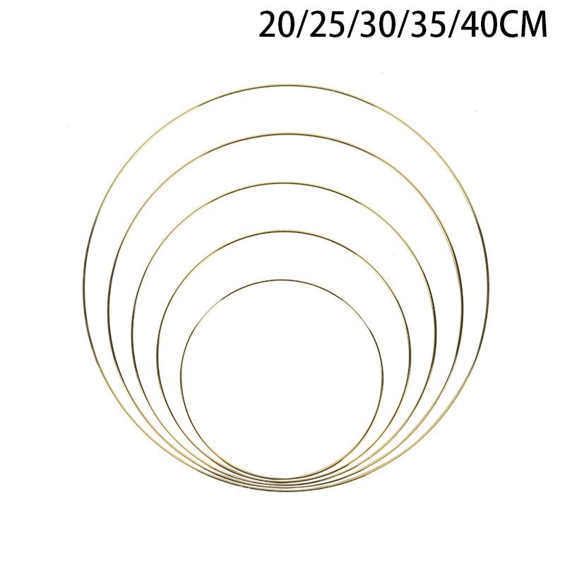 5pcs 15-40cm DIY Hanging Wreath Bamboo/Metal Wreath Iron Ring Hoop Hanging Craft Party Decorations Baby Shower Wedding Wreaths