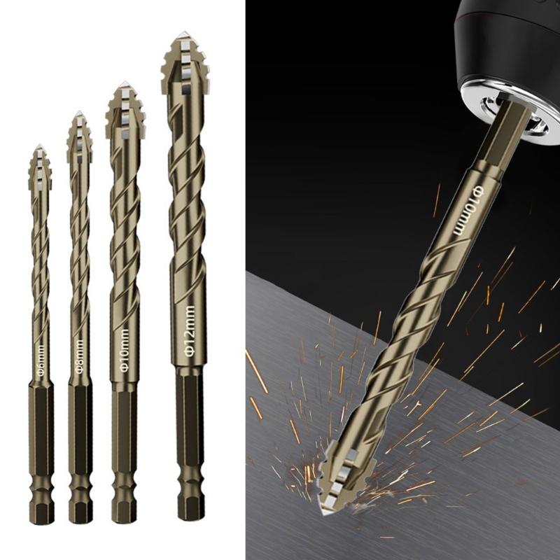 Four-Edged Serrated Eccentric Drill Bit Set High Hardness Hexagonal Simple Installation Multifunction Drill Bit