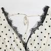 Damenmode Sommer Frühling Polka Dot Print Kurzarm V-Ausschnitt Hohe Taille Freizeitkleider
