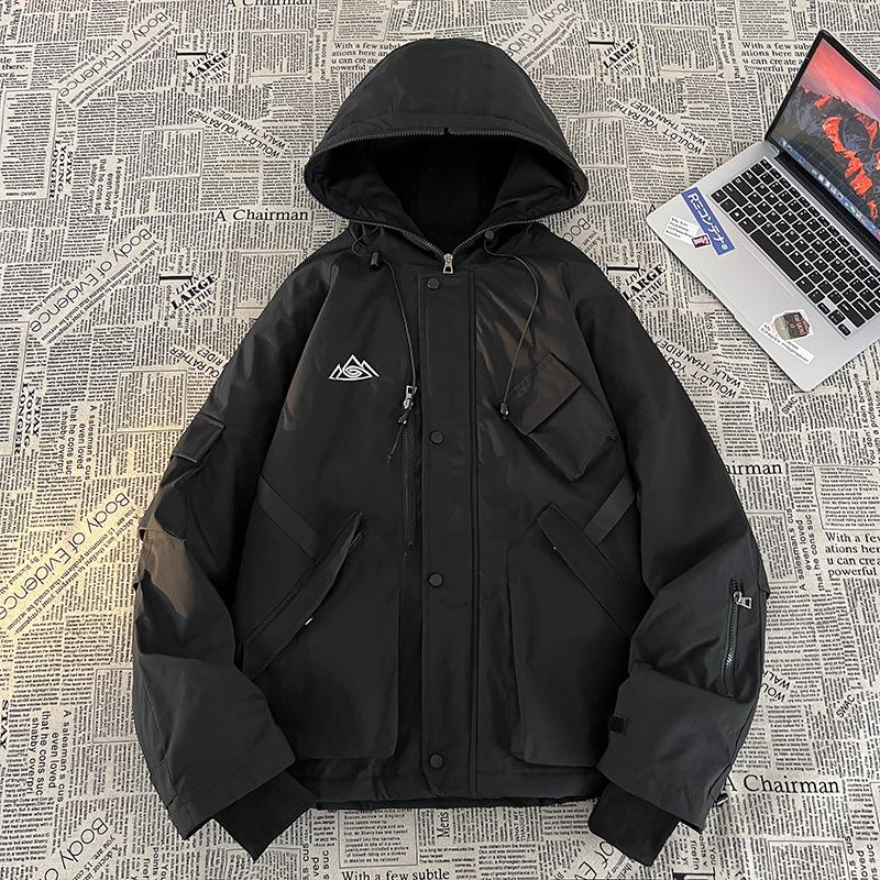 

Мужской модный водонепроницаемый лыжный и альпинистский костюм большого размера - на хлопковой подкладке, толстый, теплый и альтернативного стиля 3XL чёрный