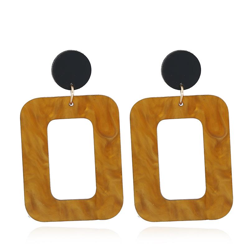 Korean Geometric Square Resin Earrings, European and American Fashion Simple Acrylic Earrings