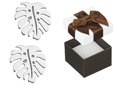 Silver Monstera Leaf Earrings Oxidized Women's Studs Monstera Silver