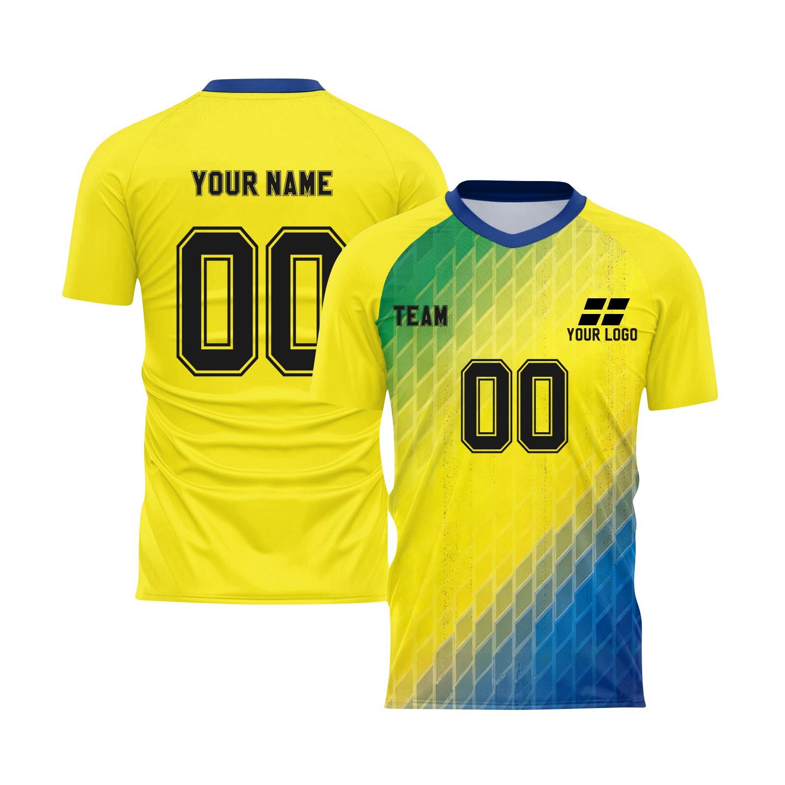 

Personalised Tops Shirts Mens Girls With Name Number Custom Football Jerseys For Boys Training Suit XS жовтий