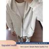 Unisex Heavyweight White-Gray Hooded Cardigan Sweatshirt - Autumn/Winter Velvet Zipper Jacket