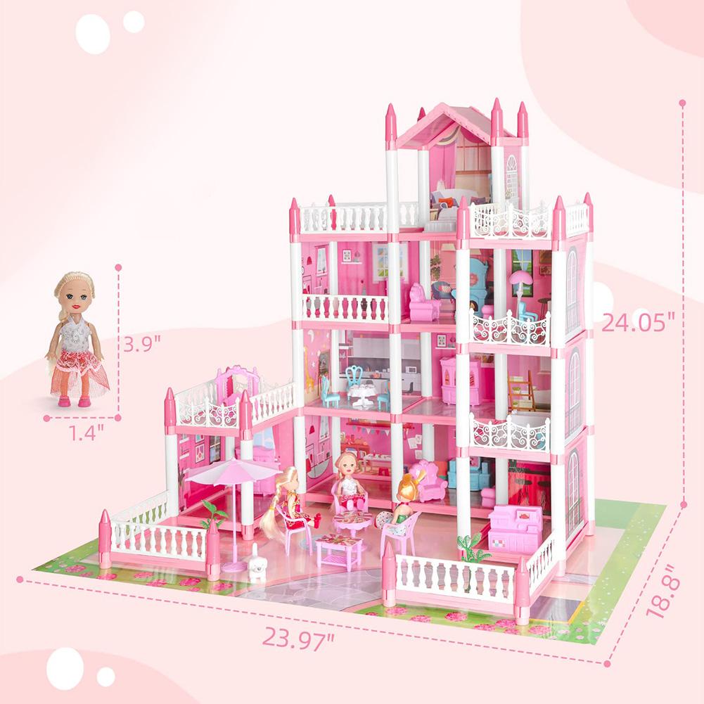 Lovely Doll House 3D DIY Dream Princess Castle Villa Assembly Doll House Toy Assembly Villa Castle Model Furniture Accessories