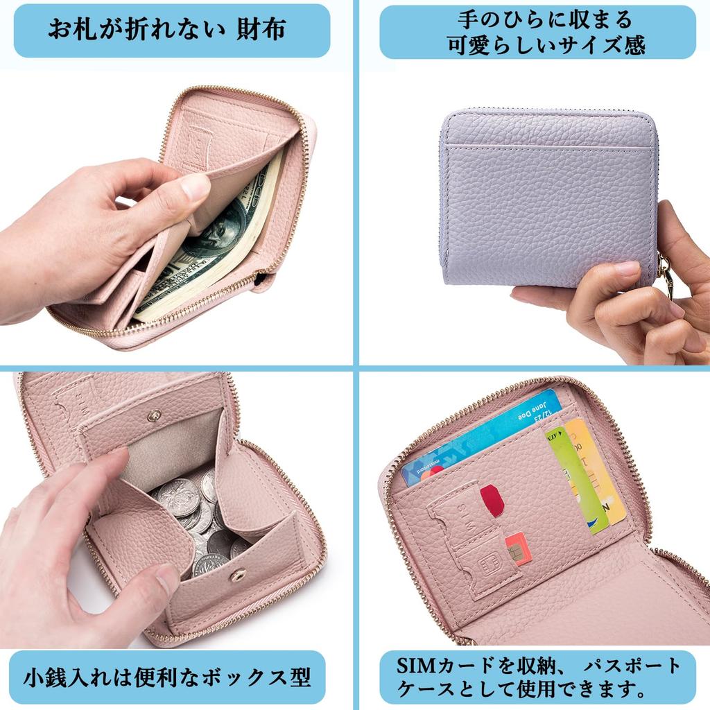 Echtes Leder Bifold Geldbörse für Damen, Kleines Reisepassetui, Kompakte Mini-Geldbörse, Ultraleicht, Niedlich, mit Münzfach (Rosa)