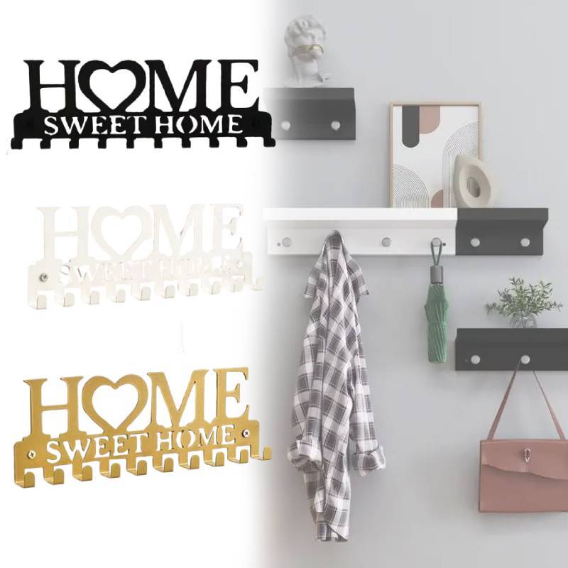 Modern Iron Home Letter Key Towel Organizer With Screw Mount For Household Storage