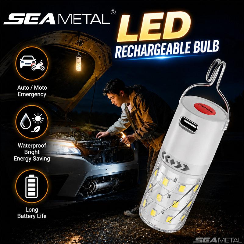 SEAMETAL LED Rechargeable Camping Lantern Emergency Outdoor Tent Light Portable Night Light with Clip Hook for Hiking Fishing Hurricane