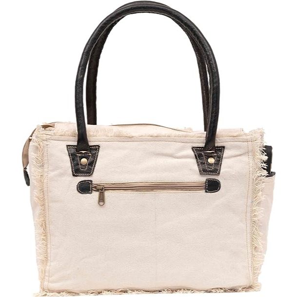 Canvas Hand Bag & Cowhide Tote Bag Radiant Upcycled Canvas & Cowhide Leather Bag for Women